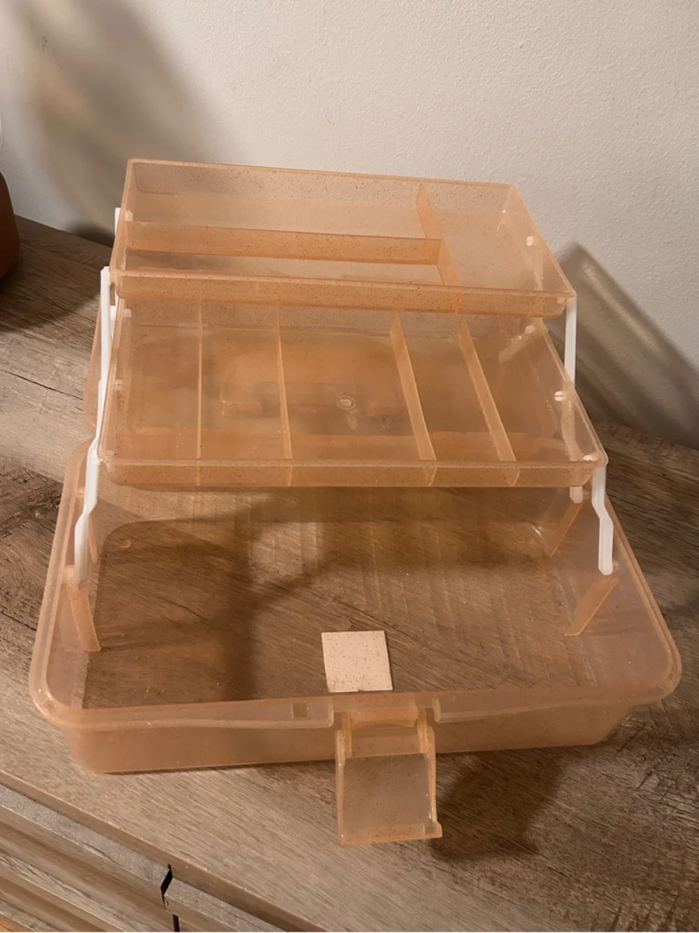 Glitzy Peach Acrylic Tiered Organizer Tray